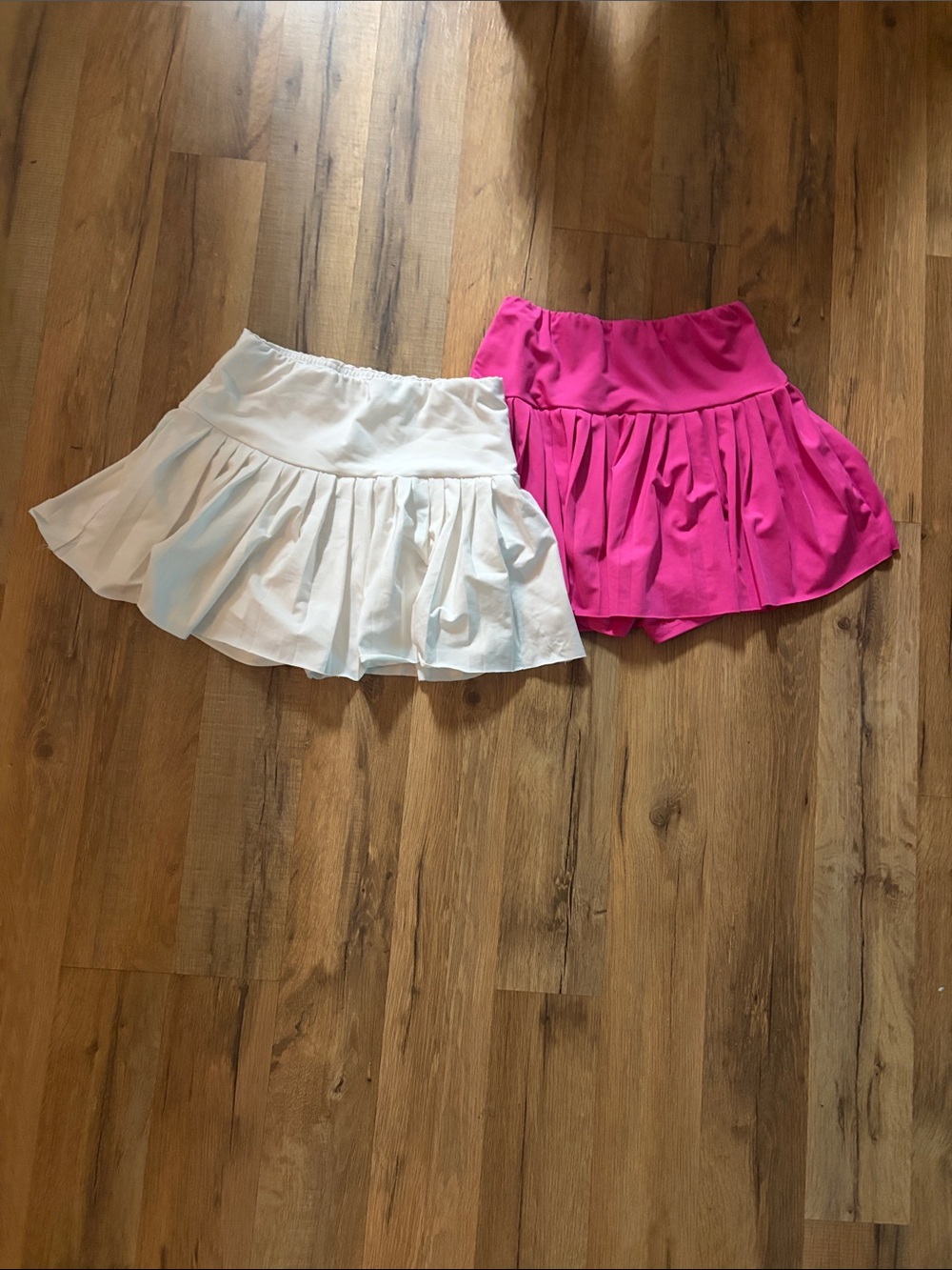 SHEIN Pink and White Ruffled Circle Skater Skirts